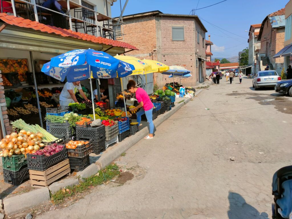 A variety of fruits and vegetables in the market of Korcha, located in southeast Albania