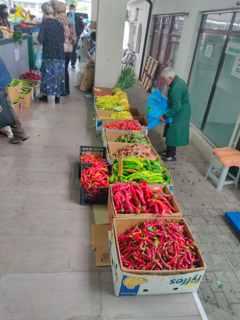 variety of peppers in the market of Ohrid's old town