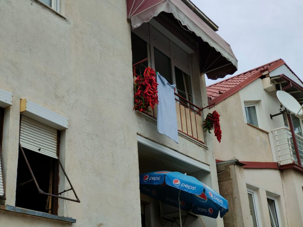 sun-dried peppers in a balcony at ohrid town