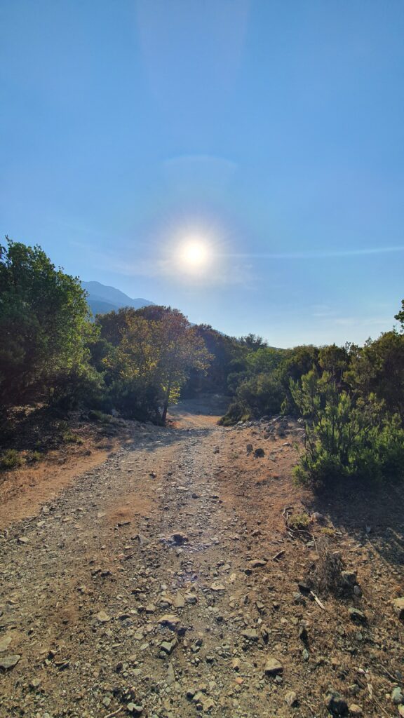 A dirt road in a Mediterranean landscape to Grigorakis gorge