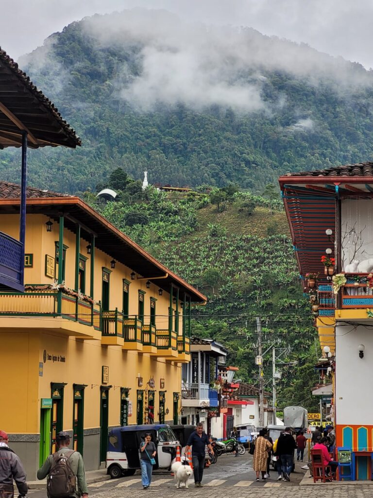 The streets of Jardin with mountains around 