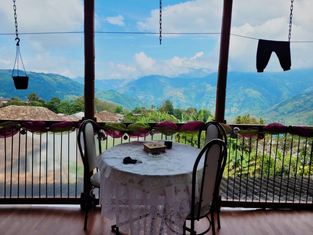 A balcony overlooking the view of Salamina 